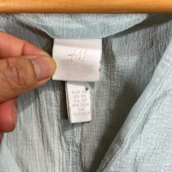 482.H&M V-neck Kaftan Dress Mint Green Size XS - Picture 3 of 6